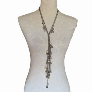Simply Vera Vera Wang Silver Tone Y-Lariat Necklace w/ Pearls & Charms